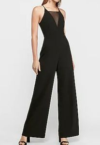 NWT Express deep mesh v-neck jumpsuit